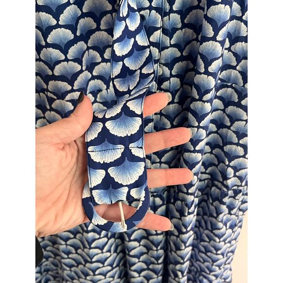 J. McLaughlin Janelle Silk Blend Short Sleeve Midi Shirt Dress Blue Women Medium - Picture 8 of 12